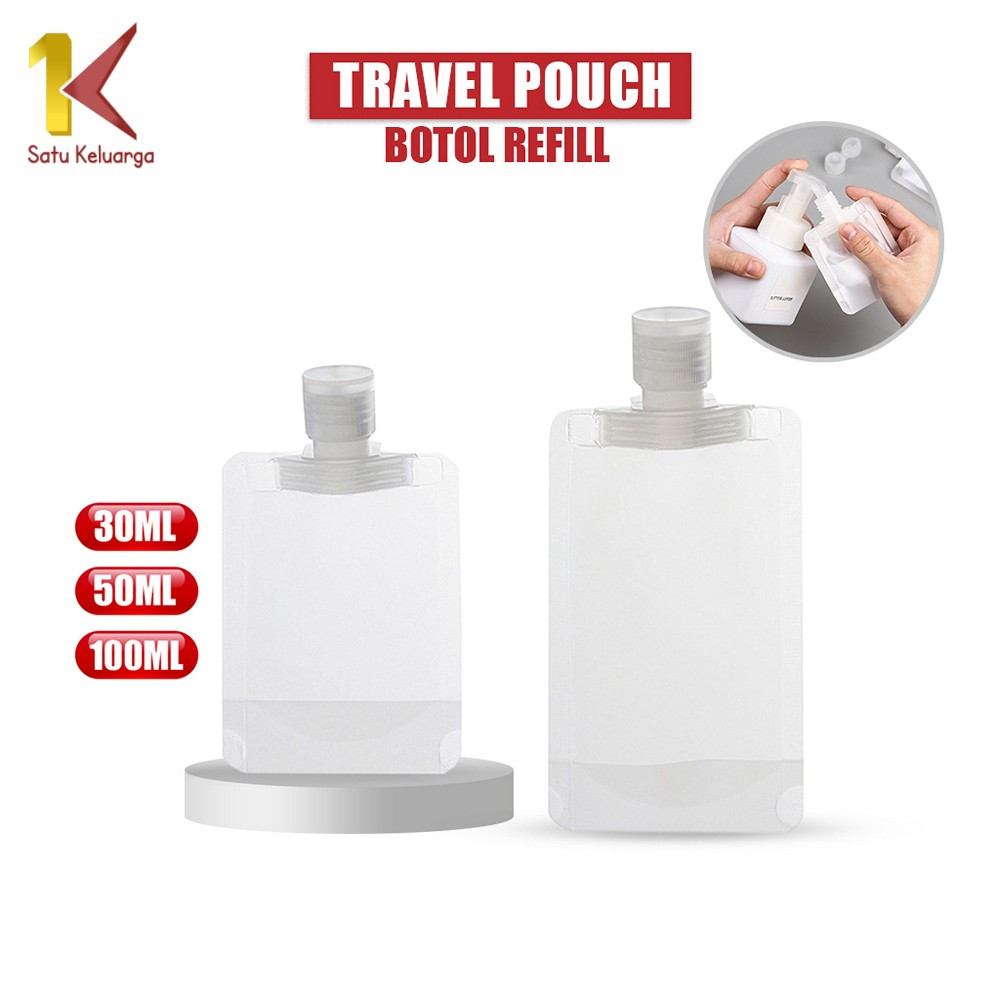 Satu Keluarga Travel Pouch Botol Refill Transparan Fliptop C1025 Botol Sabun Shampoo Cair Isi Ulang 