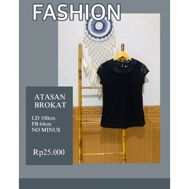 ATASAN BROKAT WANITA WARNA HITAM LENGAN PENDEK