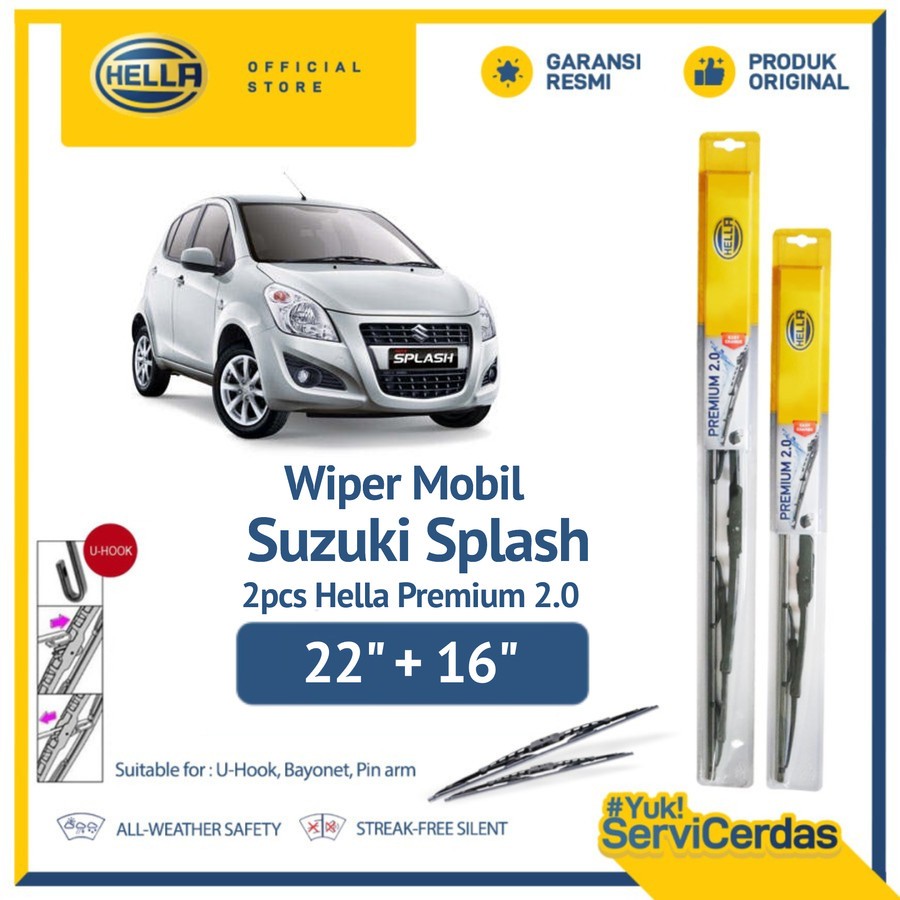 Wiper Mobil SUZUKI Splash 22” + 16” (2pcs) - HELLA Premium 2.0