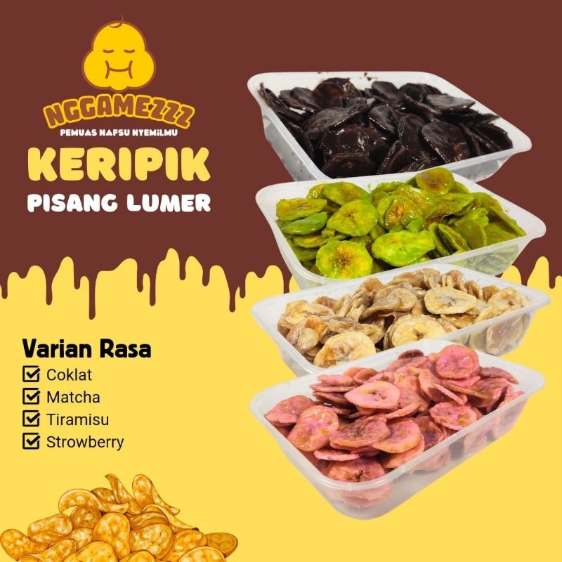 

Keripik Pisang Lumer Coklat Tiramisu Matcha Stroberi Banana Chips Crispy Kripik Ceriping