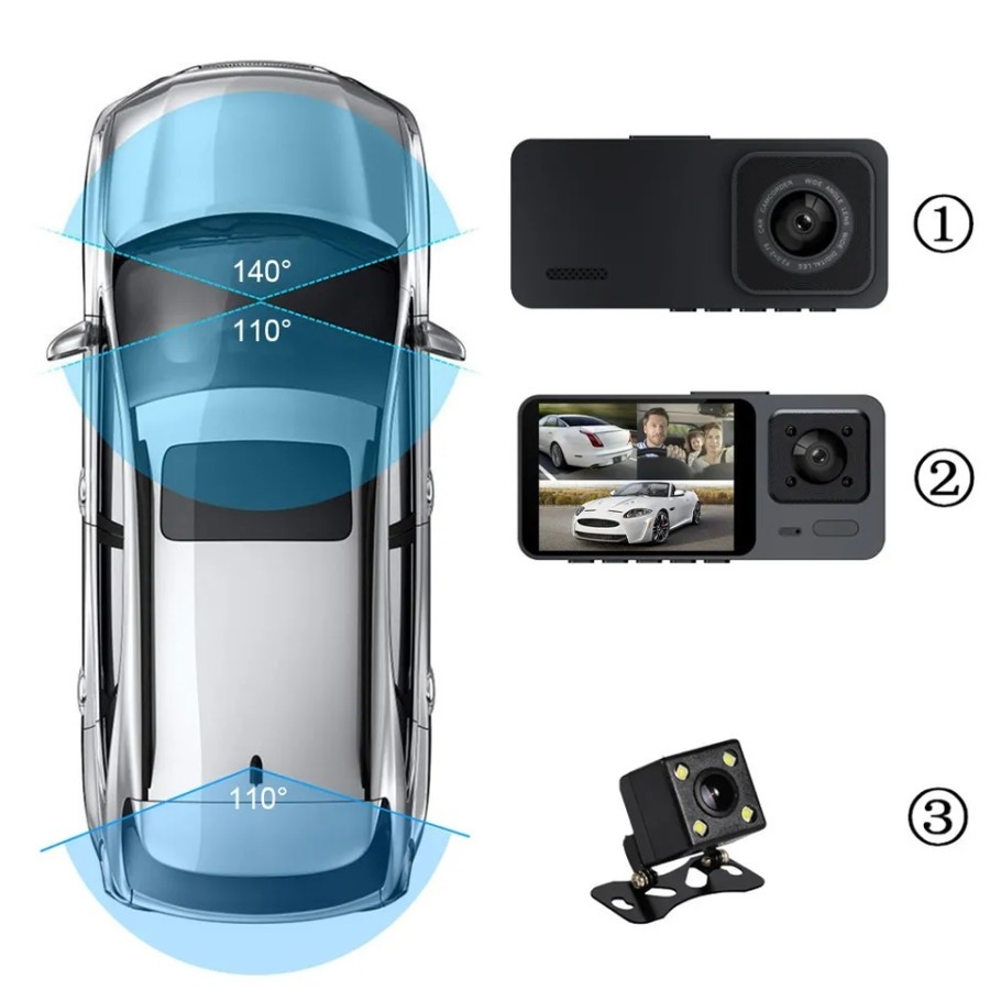 MH - KAMERA MOBIL 2 KAMERA WIFI FULL HD LAYAR 2IN DVR MOBIL DASHCAM S103