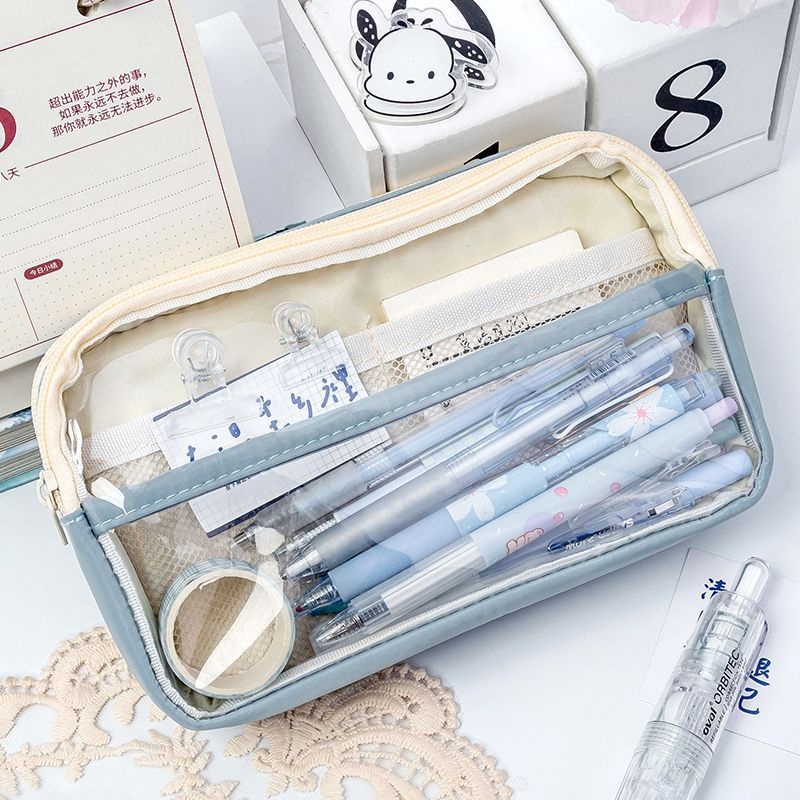 

ATH Kotak Pensil Transparan Aesthetic Pencil Case Lucu Stationery Organizer Large Tempat Pensil Pen