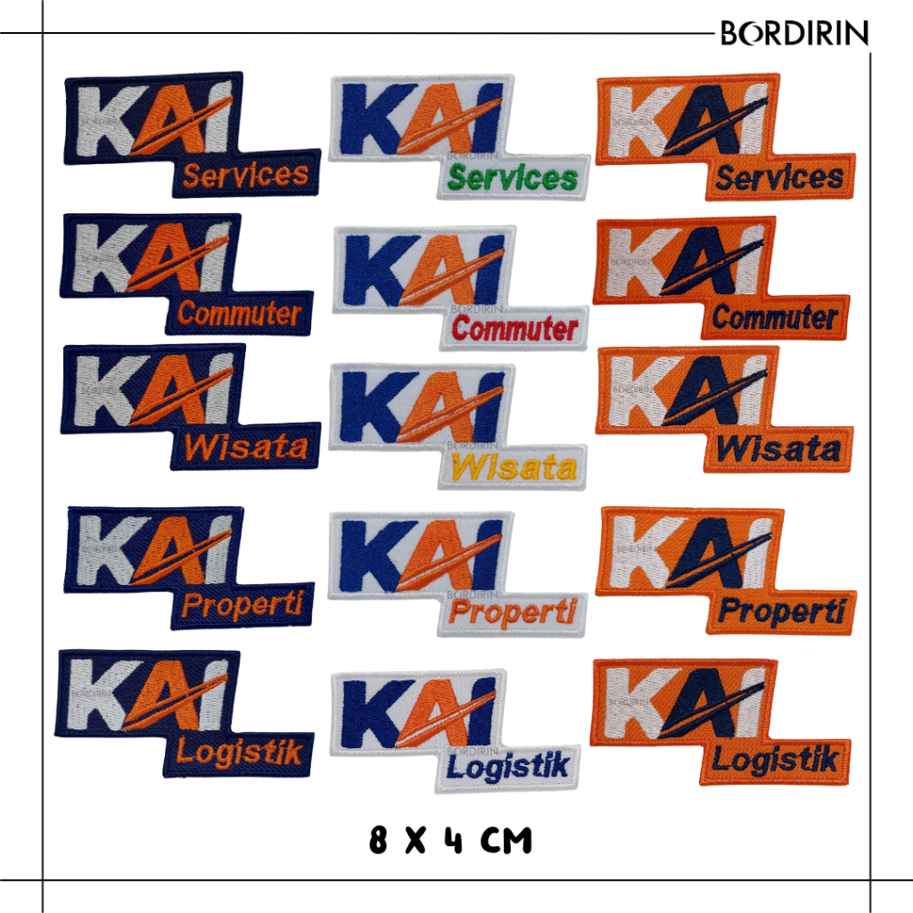 Bordir Logo KAI Services Properti Commuter Wisata Bandara Logistik