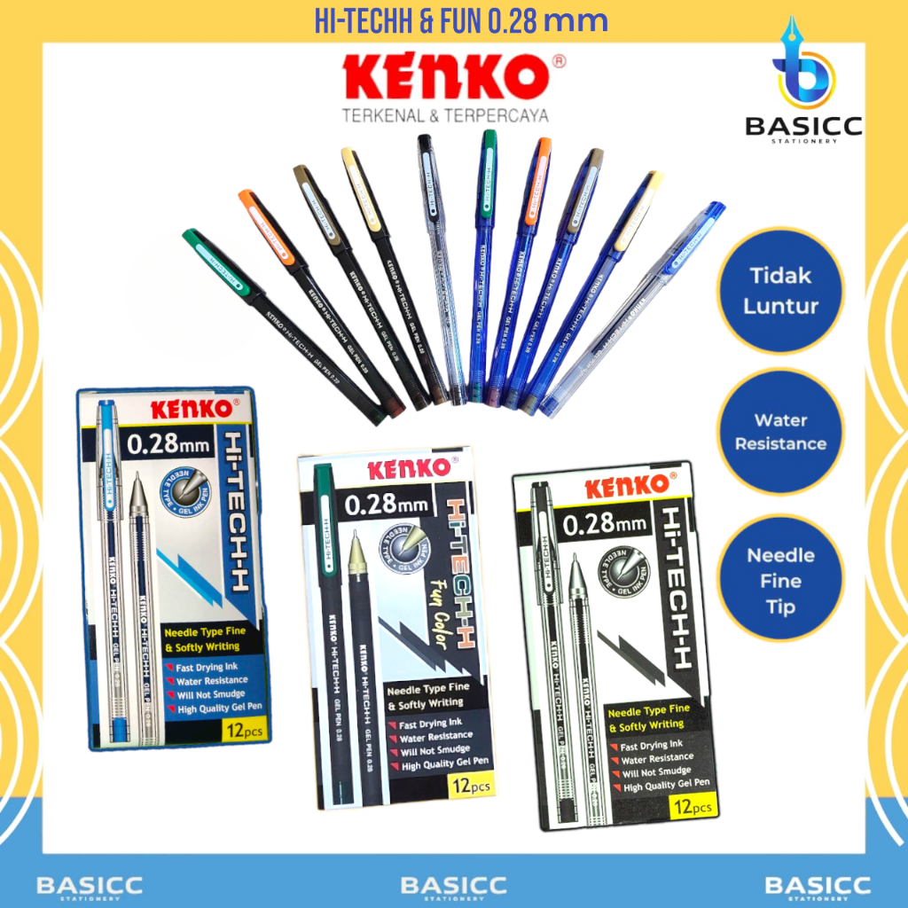 

Kenko Pen Gel Hi-Techh & Fun Colors 0.28mm | @1Pcs