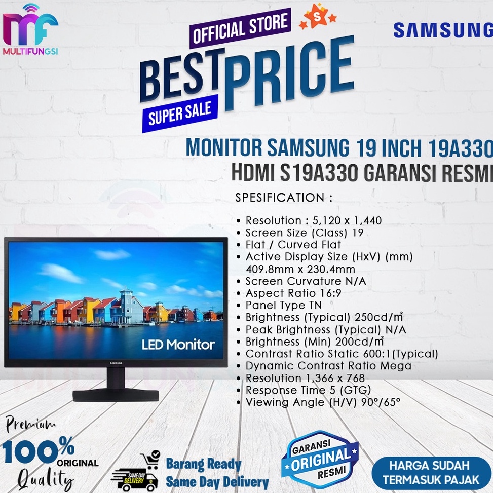 Monitor Samsung 19 inch 19A33 HDMI S19A33 Garansi Resmi j D1V7
