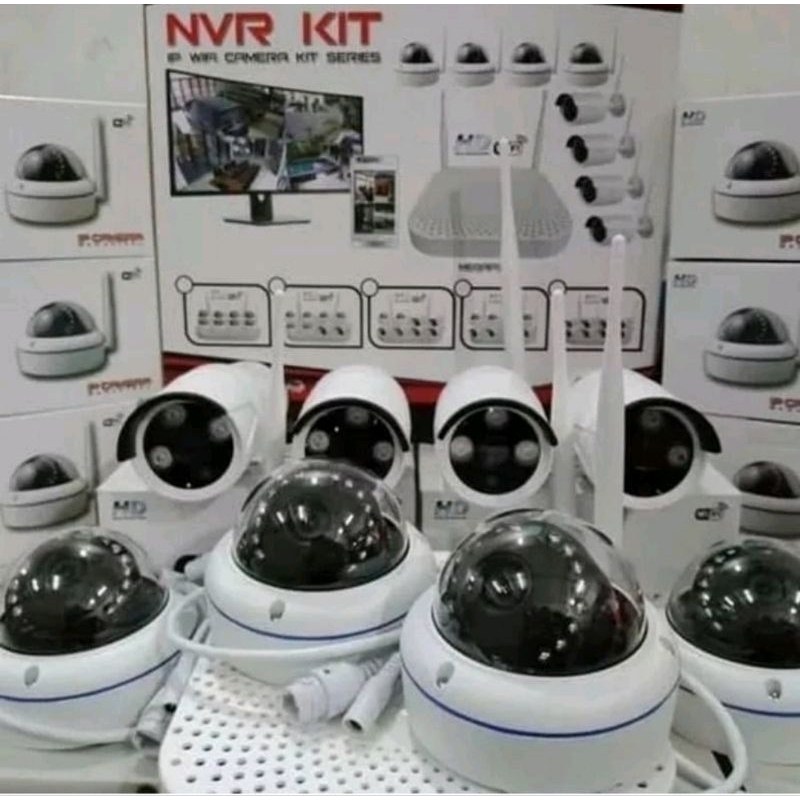 PAKET CCTV NVR KIT WIRELESS 10CH 10 CAMERA INDOOR OUTDOOR 8MP FULL HD