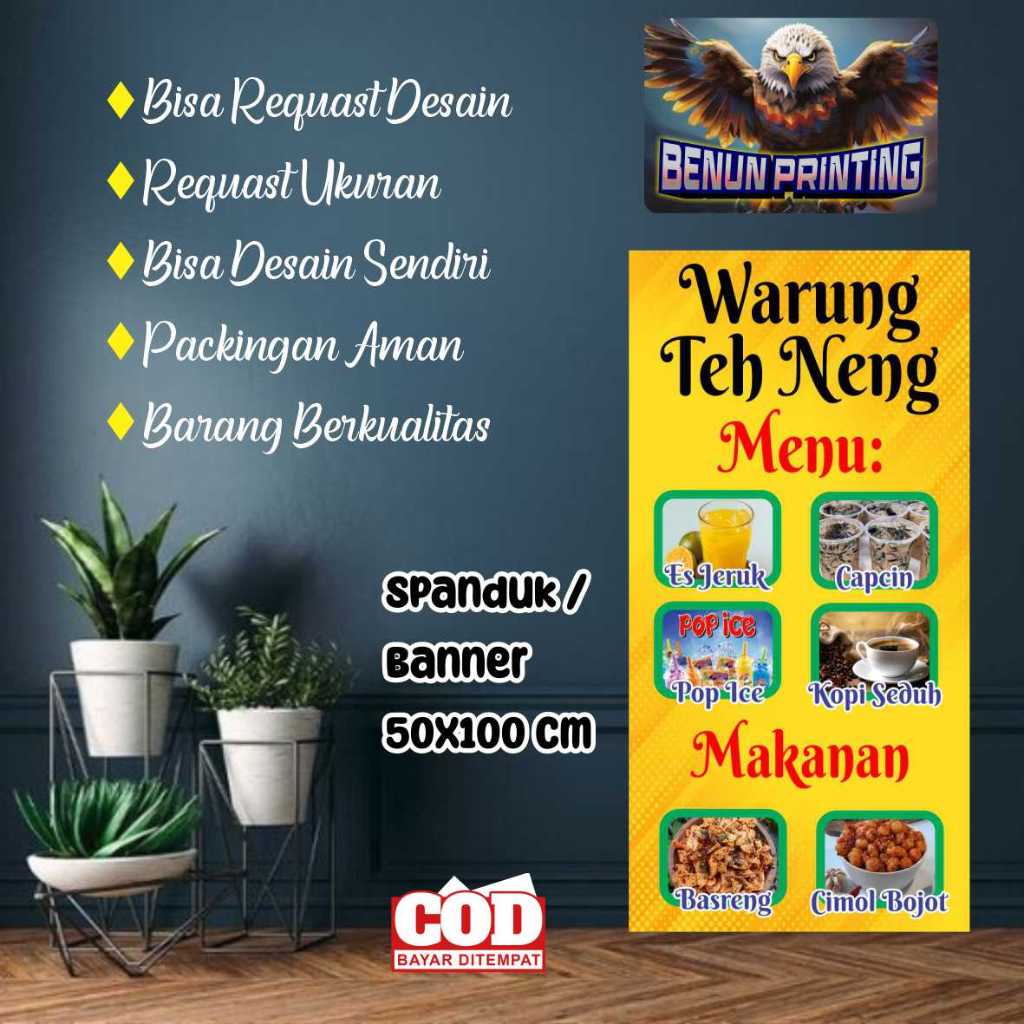 spanduk banner 50X100 Warung Makanan  request desain