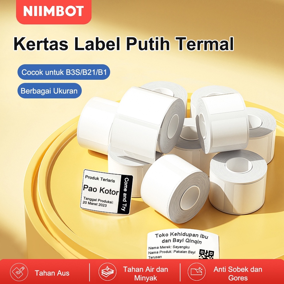 

NIIMBOT B21B1B3S Kertas Stiker Label Termal Putih Lebar Pakaian Harga Komoditas Makanan KODE Q3F7