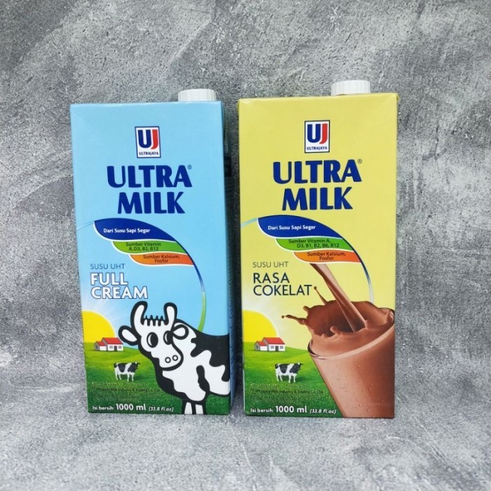 

ULTRAMILK FULL CREAM DAN COKELAT (1000 ML, 250 ML, 200 ML)