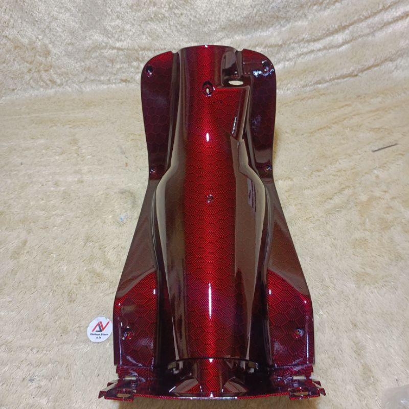 Leksil Kontak Mio Sporty Karbon Celup Motif Hexagon Merah Candy - Full Carbon WTP