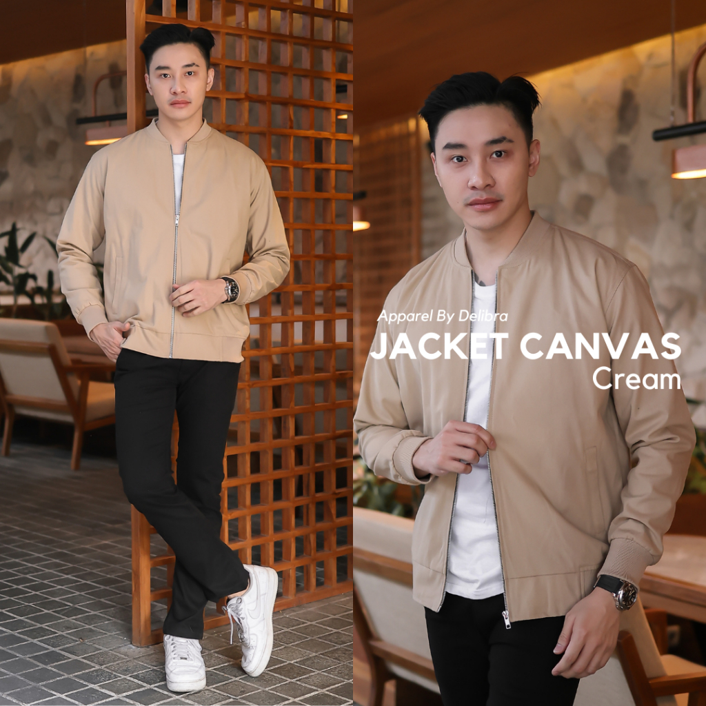 Delibra Jaket Bomber Canvas Cream