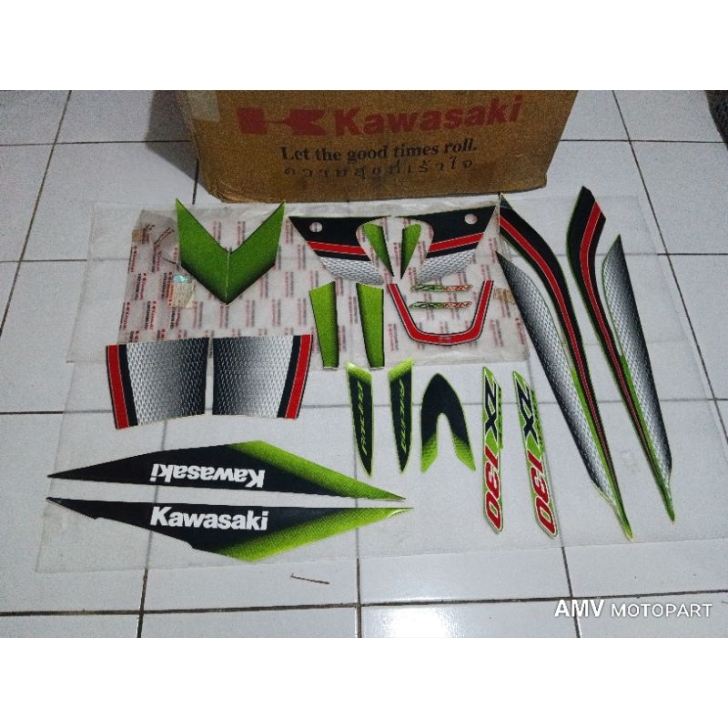 striping stiker decal Kawasaki ZX130 hijau 2006 original 40143-0847