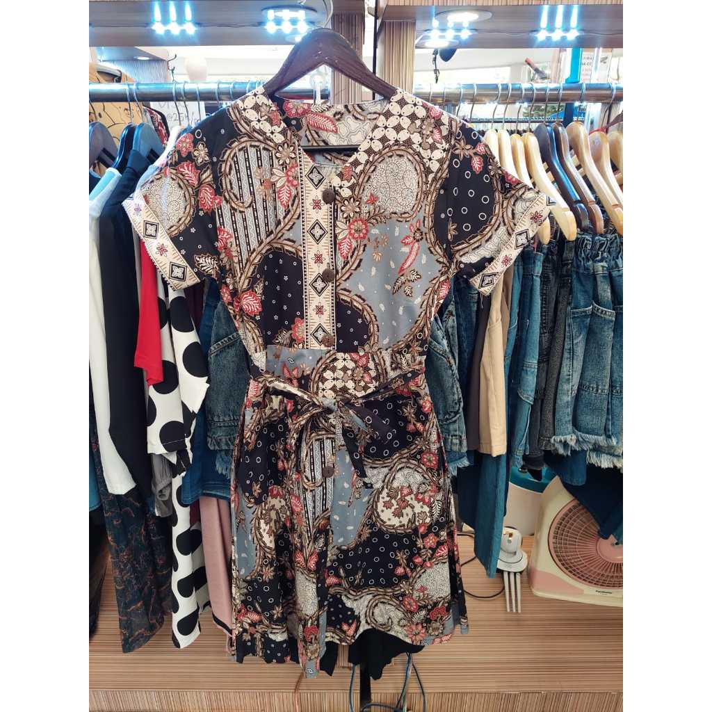 Dress Batik Wanita Katun Stretch Belt