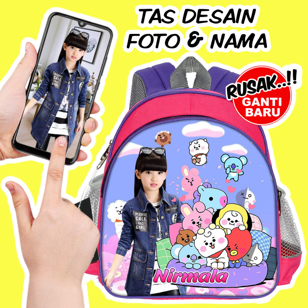Tas BTS Tas Anak Paud Tk Karakter BTS Perempuan Ransel Sekolah Tas Foto Anakku Seri RC 01