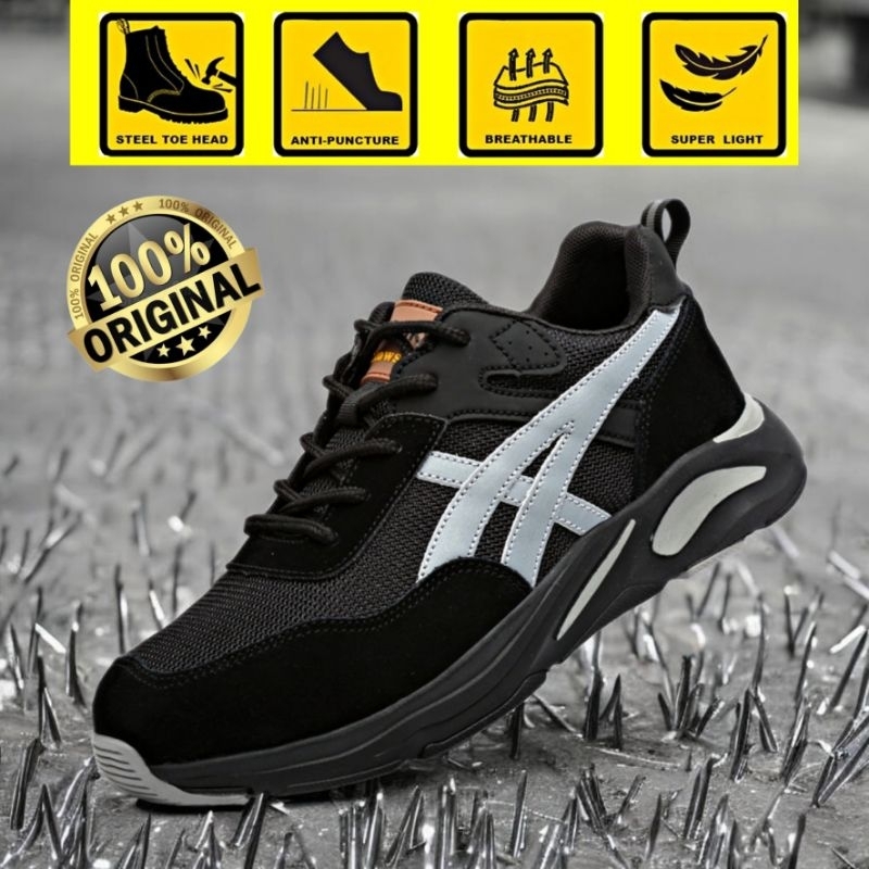 Sepatu Safety Original ANBTEC Pria Sneaker Jepang Sport Ujung Besi Anti Smash Anti Paku Outdoor