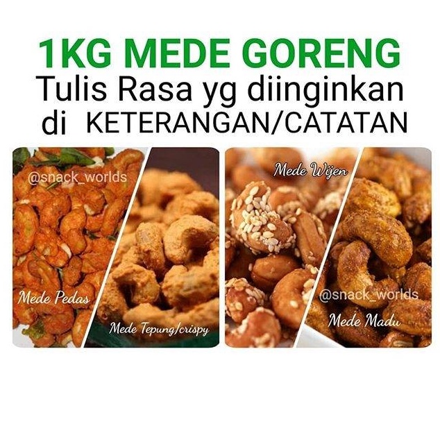 

NEW PROMO 1KG Mede Goreng kacang monyet mete pilih rasa MADU PEDAS THAILAND WIJEN TEPUNG KRISPI