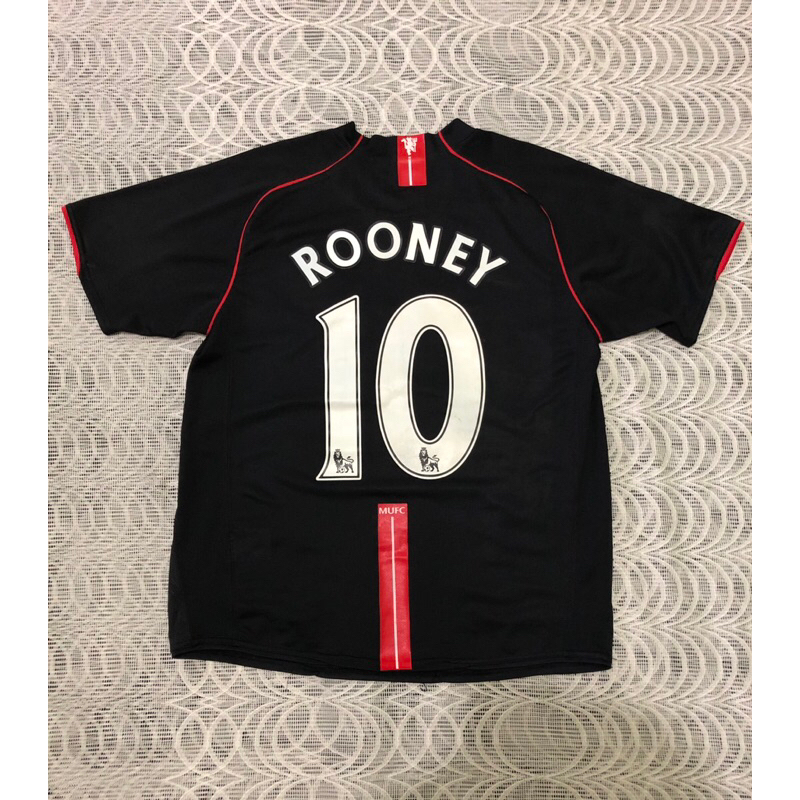 Jersey Bola Retro MU" Away 2007/2008 Hitam Nameset : Rooney - 10 GO