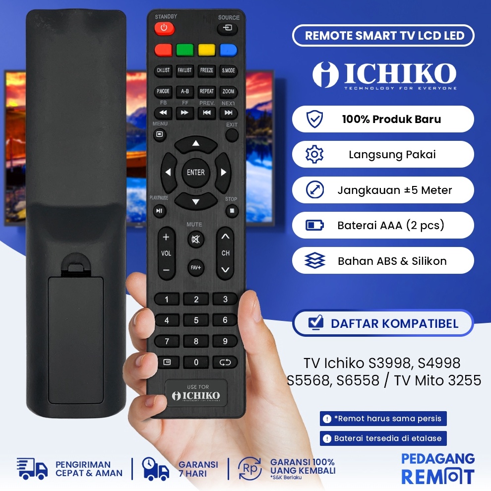 HEMAT Remot Remote TV Mito 3255  Ichiko LCD LED Android Smart TV S3998 S4998 S5568 S6558 Multi Unive