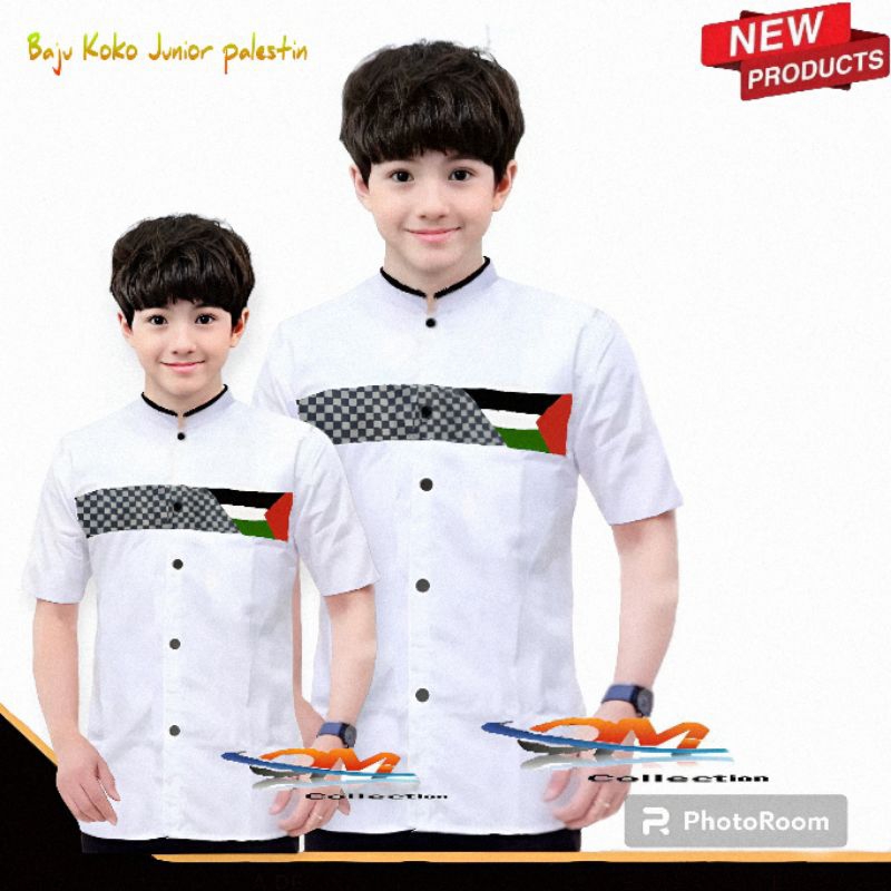 BAJU KOKO ANAK TANGGUNG UMUR 7 TAHUN KOKO PALESTINA ANAK LENGAN PENDEK  NEW MOTIF BAJU MUSLIM ANAK S