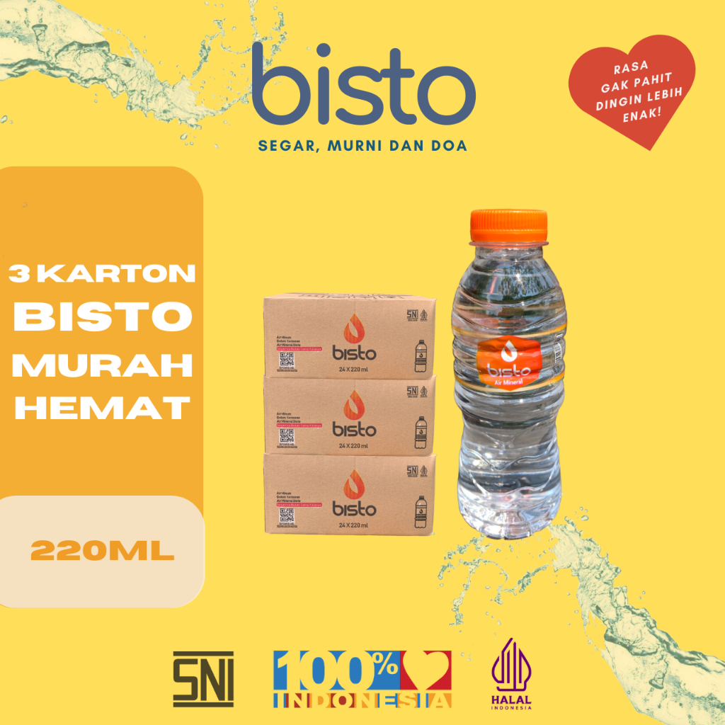 

Bisto Air Minum Mineral 220ml 72 Botol 3 Dus