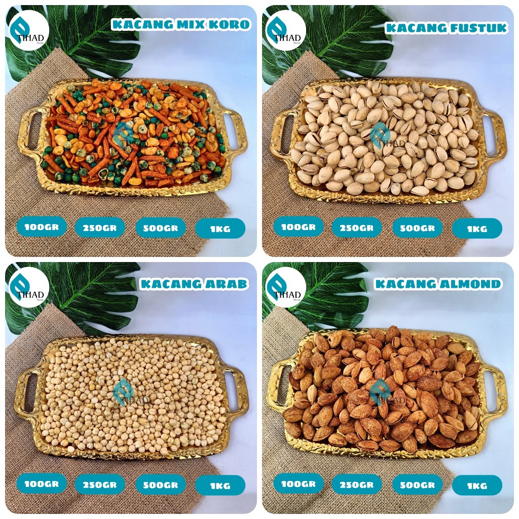 

250 GRAM Kacang Campur Mix Koro/Kacang Fustuk/Kacang Almond/Kacang Arab/Permen Kacang Arab