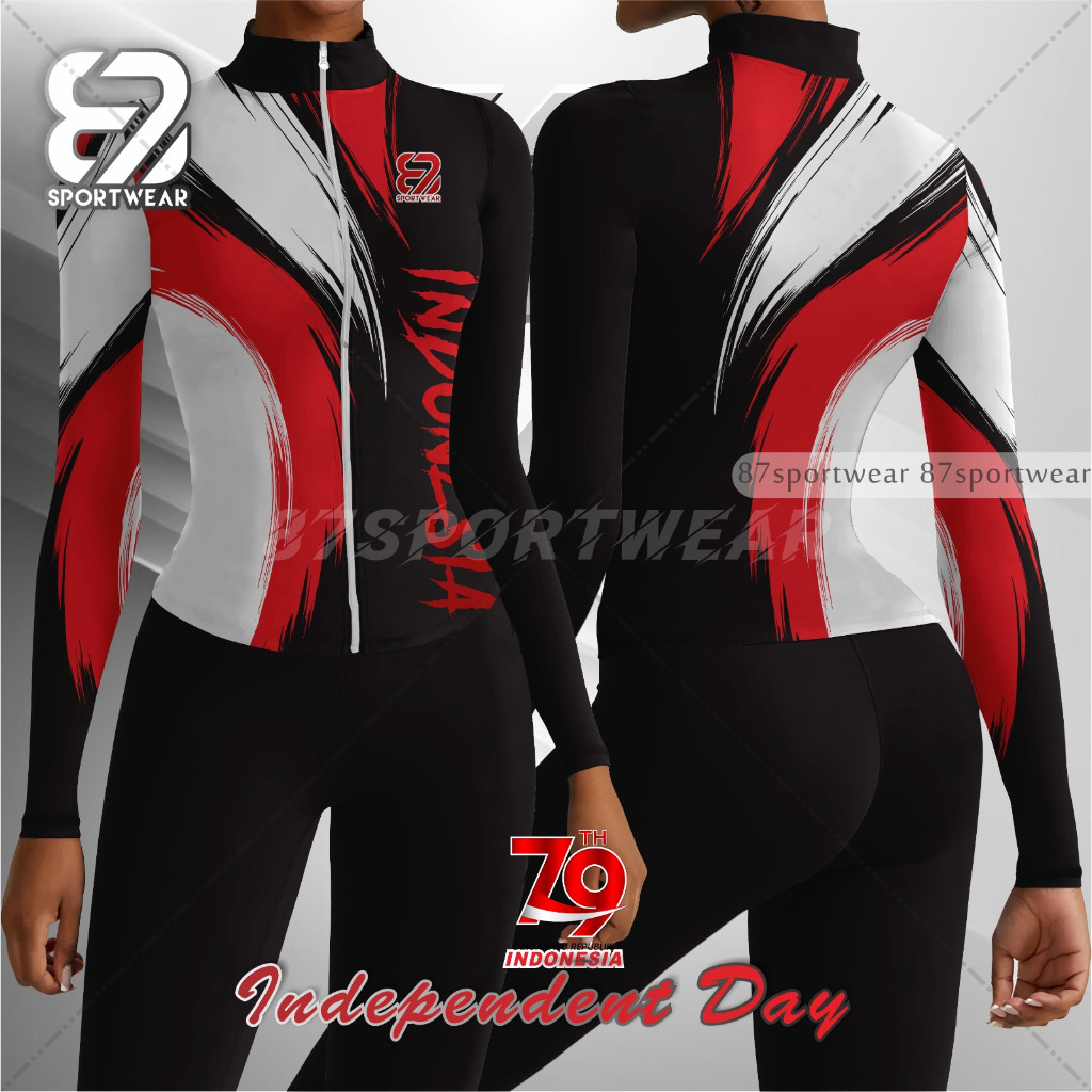 New 87SportWear Jaket ketat Pakaian Olahraga Wanita Aerobic/Zumba/Senam/Gym87