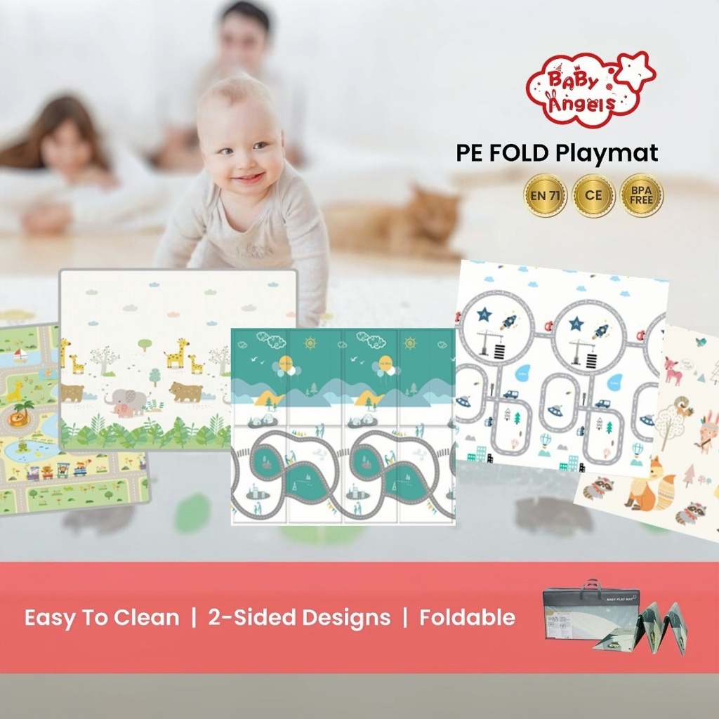 Mamiko X Baby Angels XPE Fold Playmat 160x180/200x180 cm Double Side Baby Angels | Playmat Lipat | K