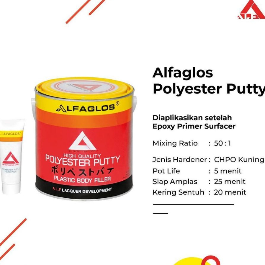 Dempul Alfaglos / Alfaglos Merah / Dempul Mobil dan Motor