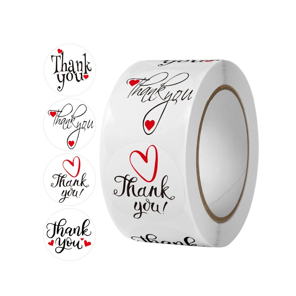 

500 Pcs Sticker Thank You Red Heart (4 Styles)