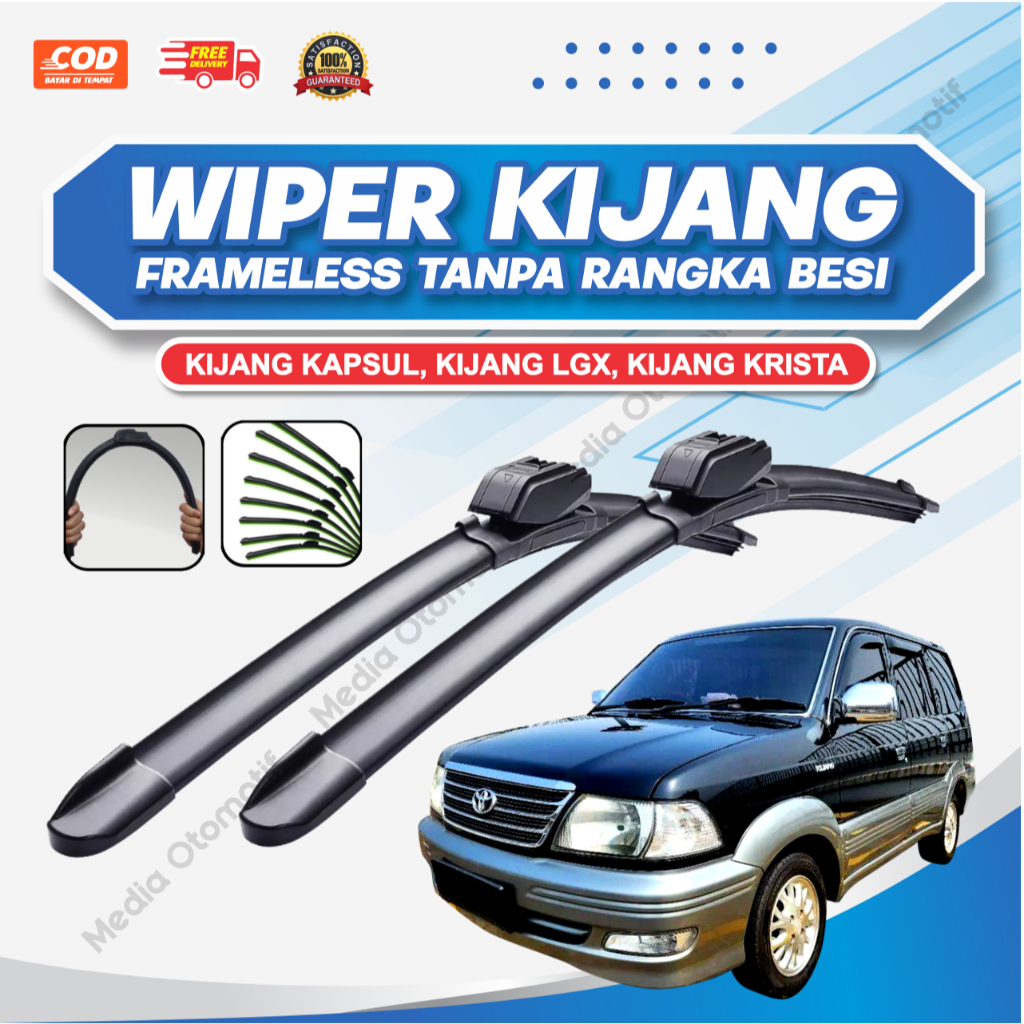 Wiper Mobil Kijang Kapsul, Kijang LGX, Kijang Krista Premium Tanpa Rangka Besi Ukuran Termurah Bisa 