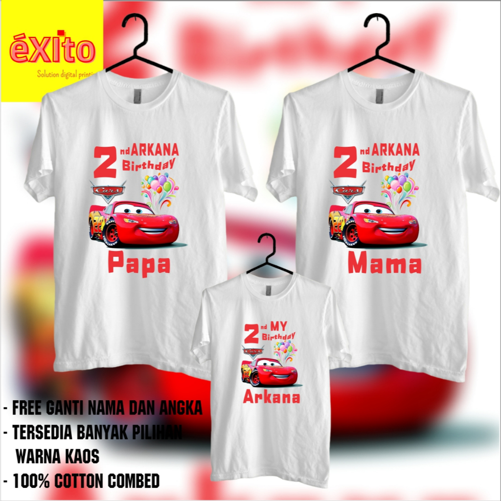 COD Kaos Ulang Tahun Set Keluarga | Custom Nama dan Angka | Cars