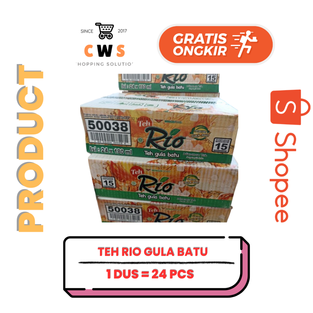 

TEH RIO Minuman Rasa Gula Batu Cup Gelas 180 ml - 1 Dus / 24 Pcs