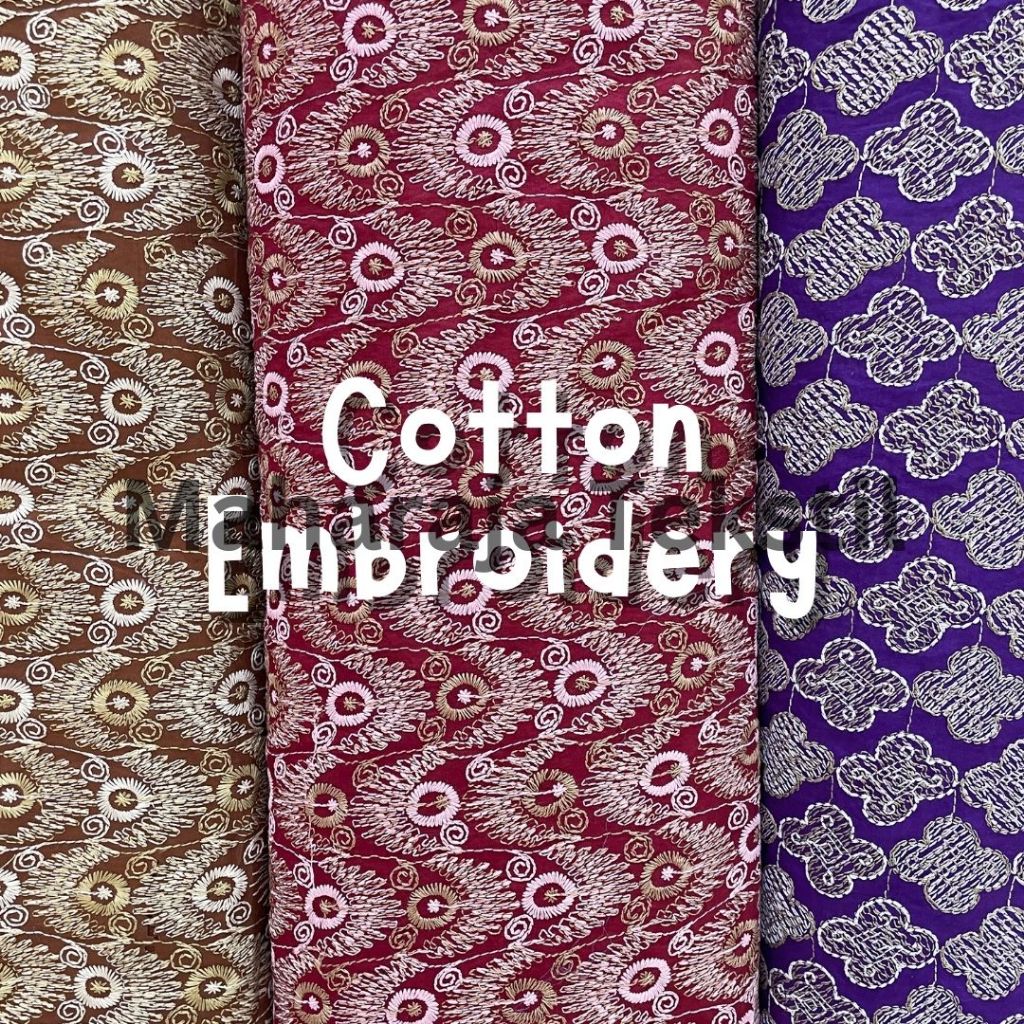 Kain Katun Bordir  / Katun Bordir Motif Bunga 3D / Kain Katun Paris Bordir Premium / Cotton Embroide