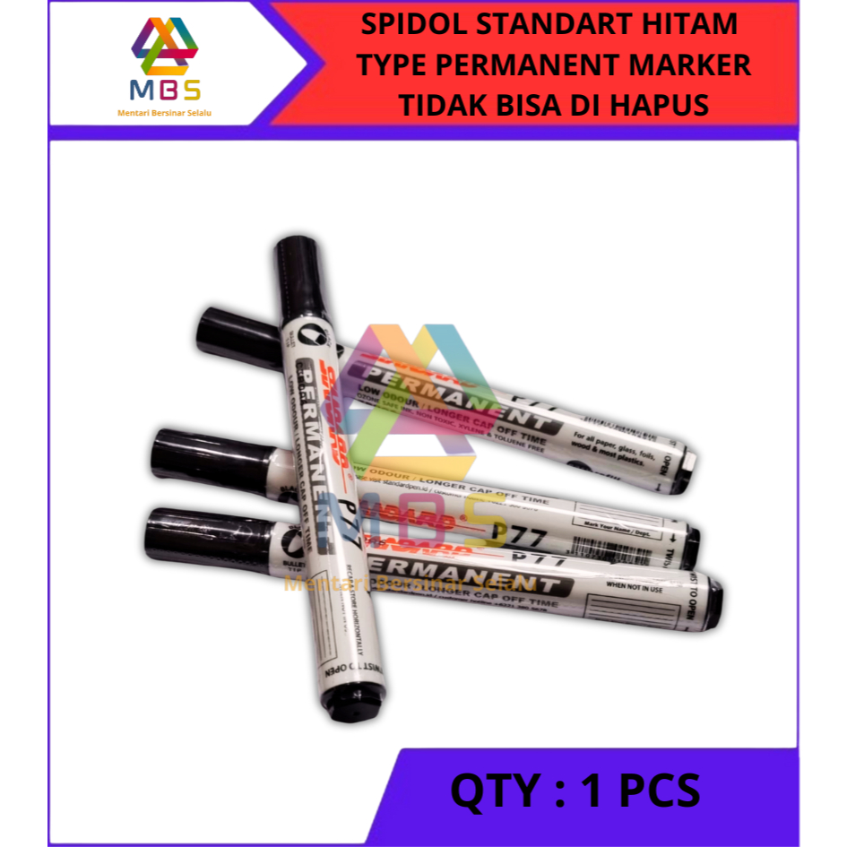 

HARGA 1 PCS SPIDOL STANDART HITAM PERMANENT MARKER TIDAK BISA DIHAPUS TYPE P-77