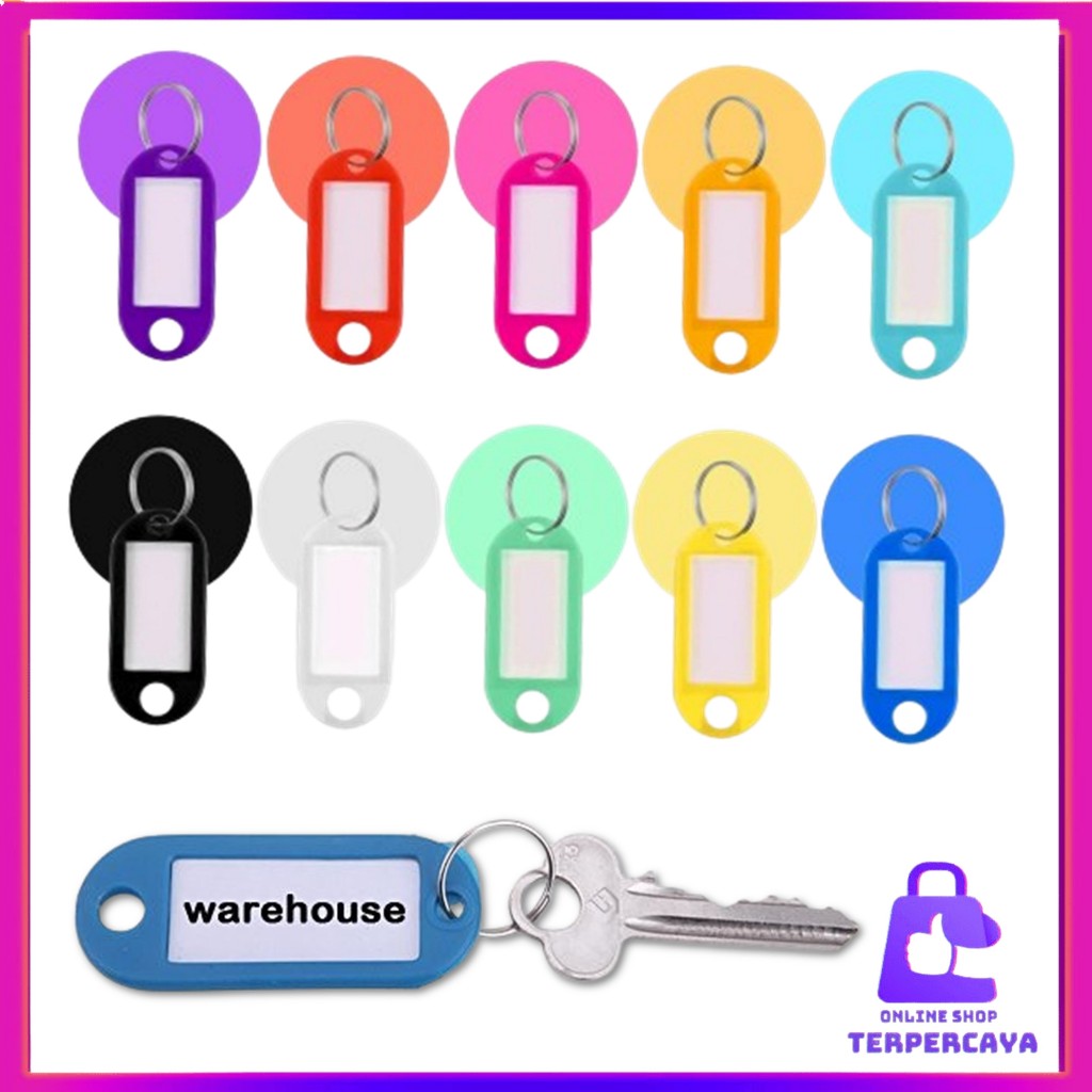 

OST Name Tag Gantungan Kunci Warna-Warni Label Nama Plastik Keychan Ring Name tag Ganci Colors Pcs