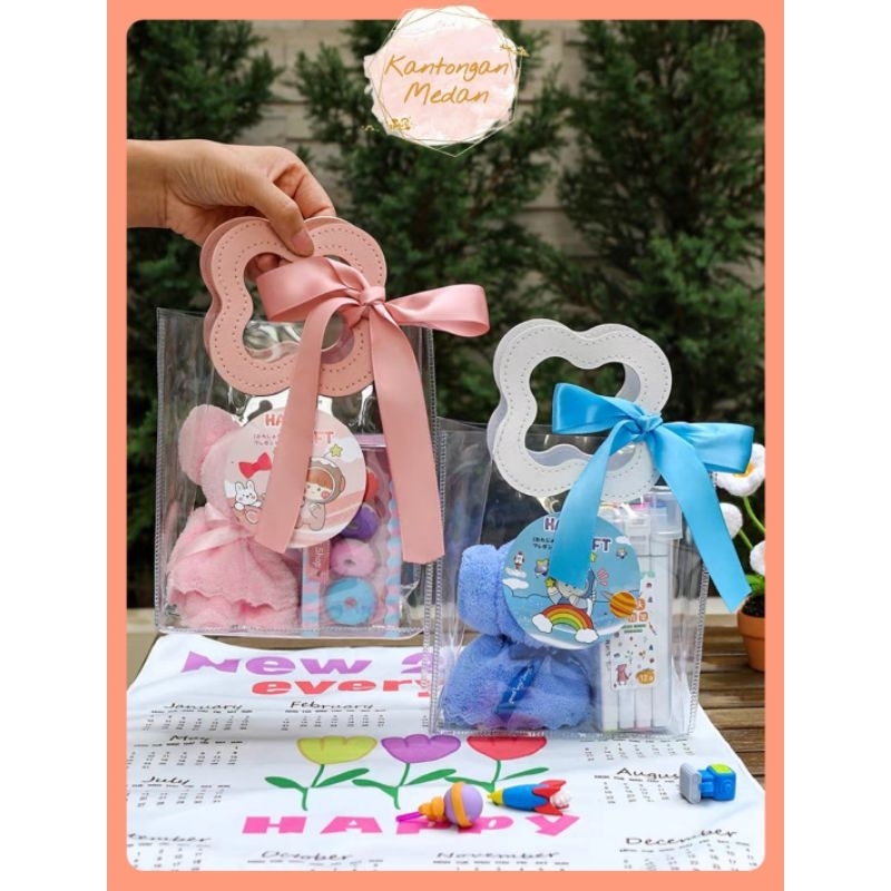

TAS MIKA PVC Handle bentuk Bunga untuk Hampers Goodie Bag Premium (25x14,5x28)