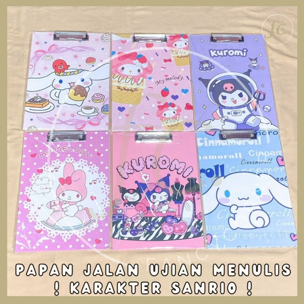 

Clipboard Clipfolder / Papan Jalan Klip Ujian Tertulis Catatan A4 Karakter Sanrio My Melody Kuromi Cinnamoroll Harga Grosir Ready COD