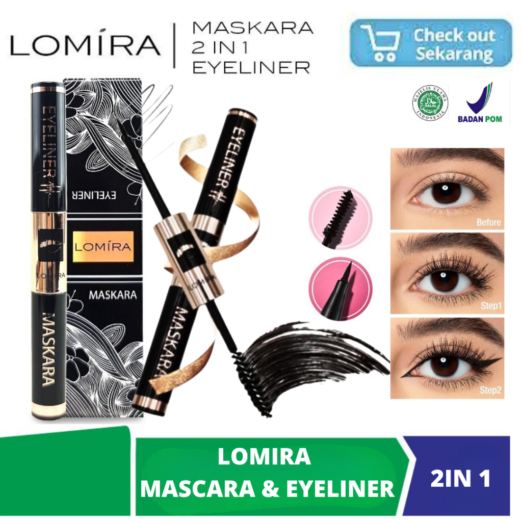 𝗧𝗢𝗞𝗘𝗞𝗔𝗦𝗜𝗠𝗨𝗥𝗔𝗛 - Mascara Eyeliner 2in1 / Maskara Waterproof Lomira Mascara + Eyeliner 2IN1 BPOM