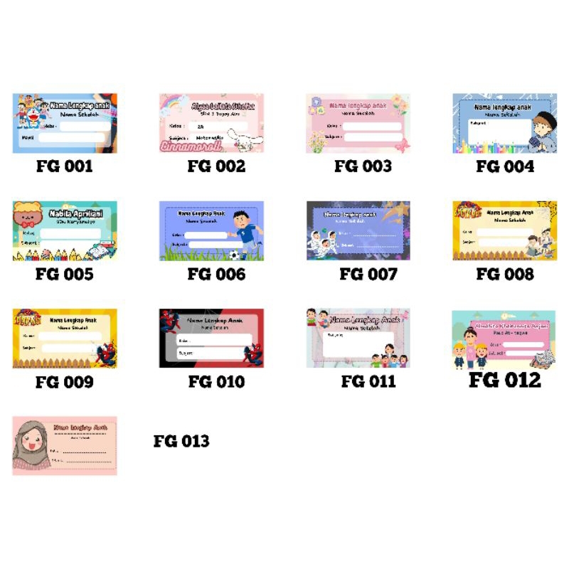 

Custom Stiker label buku sekolah /