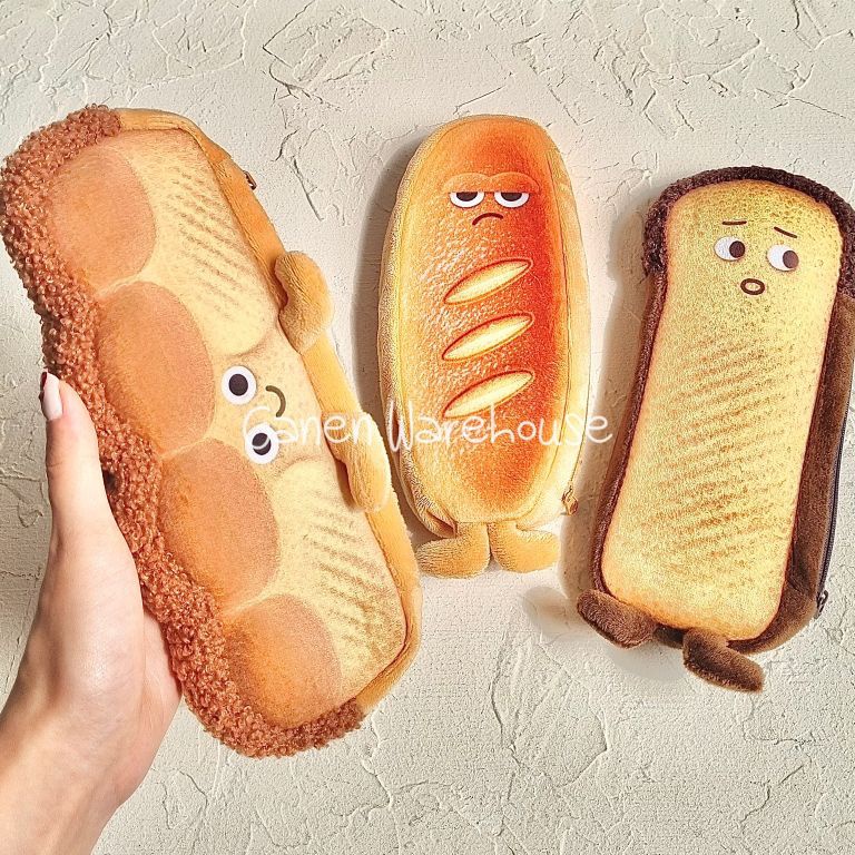 

KODE I5T4 GW Tempat Pensil Roti Lucu Kain Kotak Pensil Sekolah Aesthetic Korea
