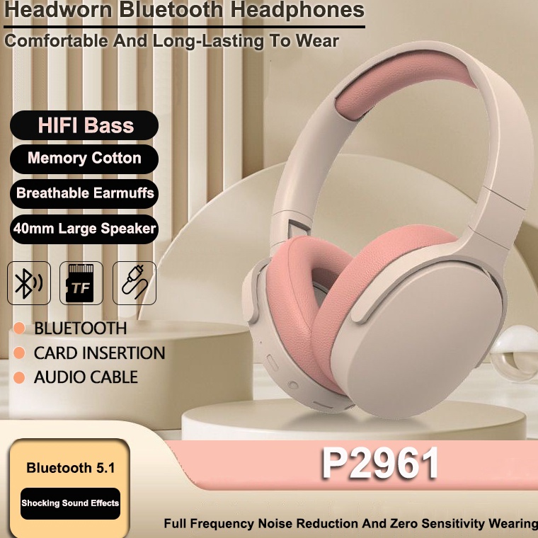 P2961Bluetooth Headphone Wireless Headset Wireless Headphones With Microphone HiFi Stereo Earphone B