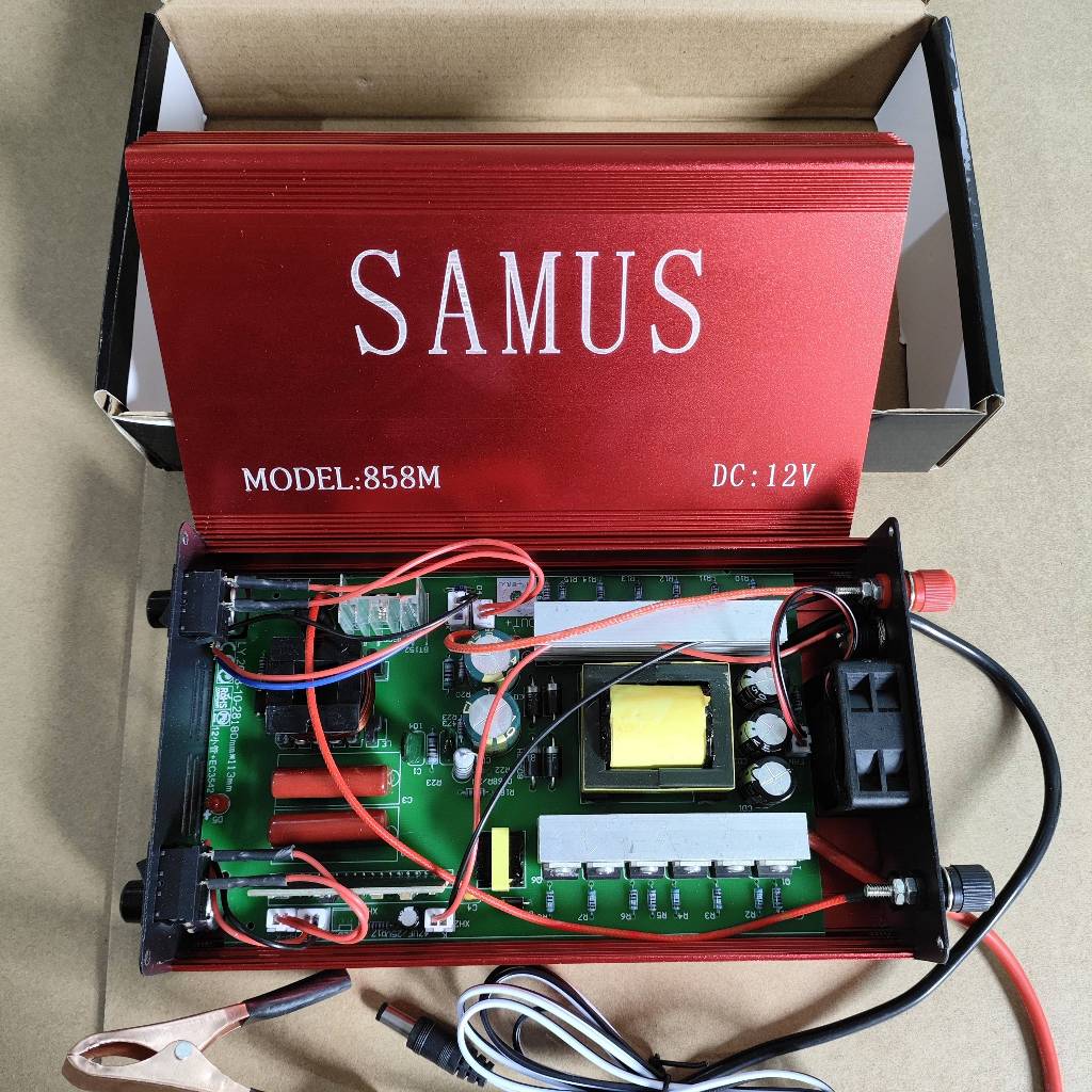 SAMUS 858M 12V Inverter PDC Portabel 10 Tabung DC12V Silikon IGBT 3000W-Versi Merah