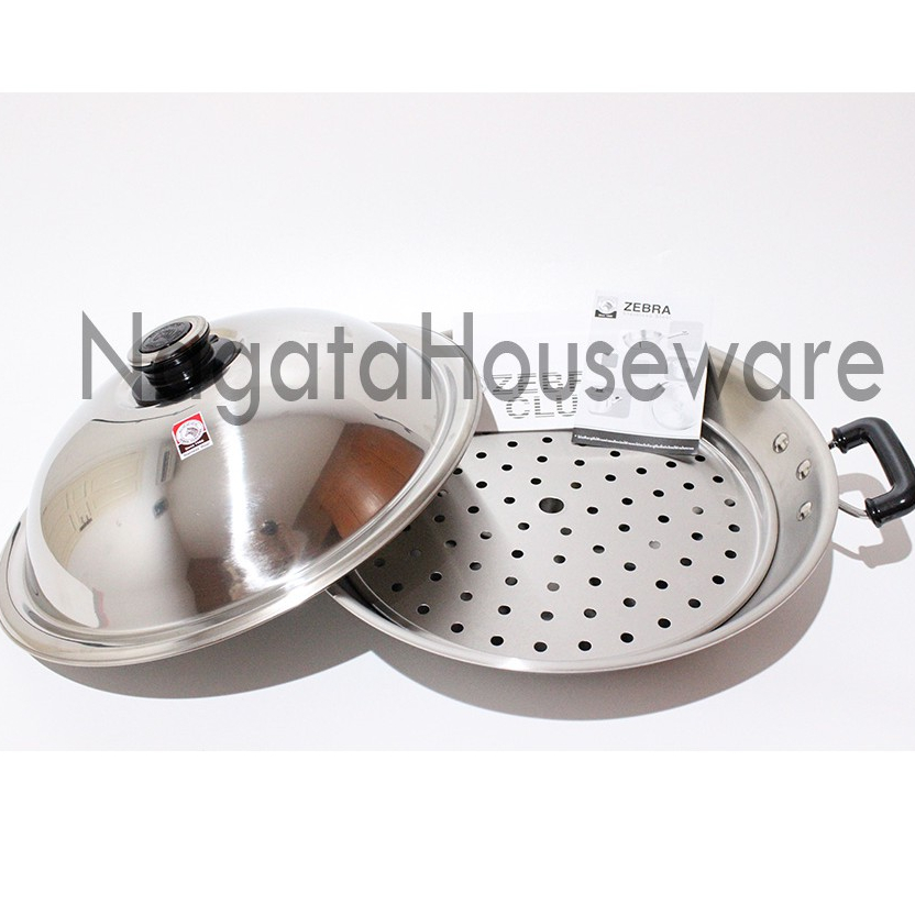 Wajan Multifungsi / Kuali Stainless / Wajan Masak Zebra / 5 Ply Chinese Wok Zebra 38cm with Lid Stea