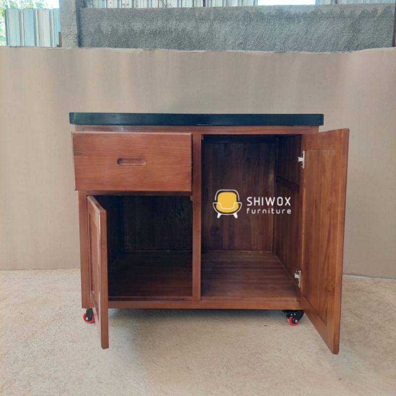 Meja kompor tanam custom bahan kayu jati/Bufet meja kompor tanam minimalis jati