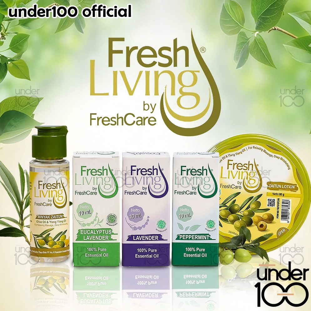 Under1  Fresh Living By Fresh Care Essential Oil 1ml Lavender  Eucalyptus  Peppermint  Zaitun Lotion