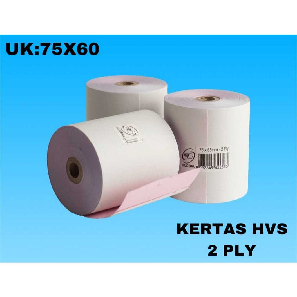 

Kertas HVS kasir 2 PLY ukuran 75x60mm