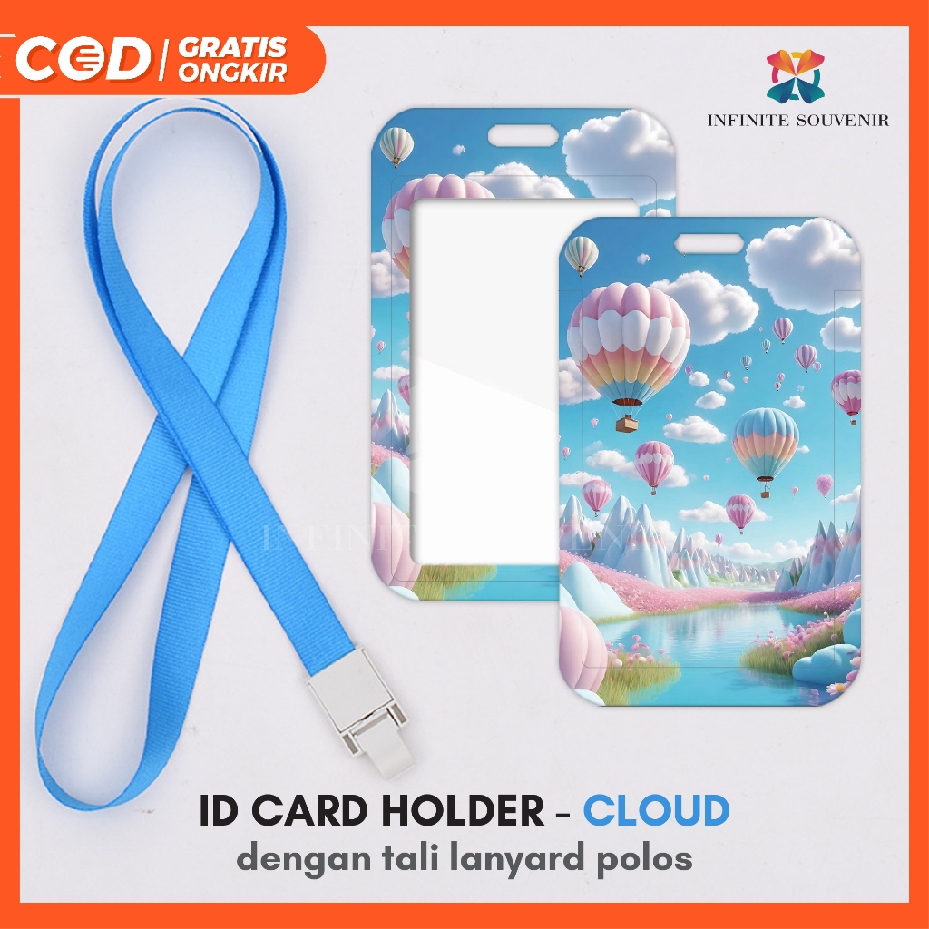 

(N008) NAME TAG MOTIF CLOUD / ID CARD HOLDER AWAN / PELANGI DENGAN TALI GANTUNGAN JEPIT LEBAR 1.5CM