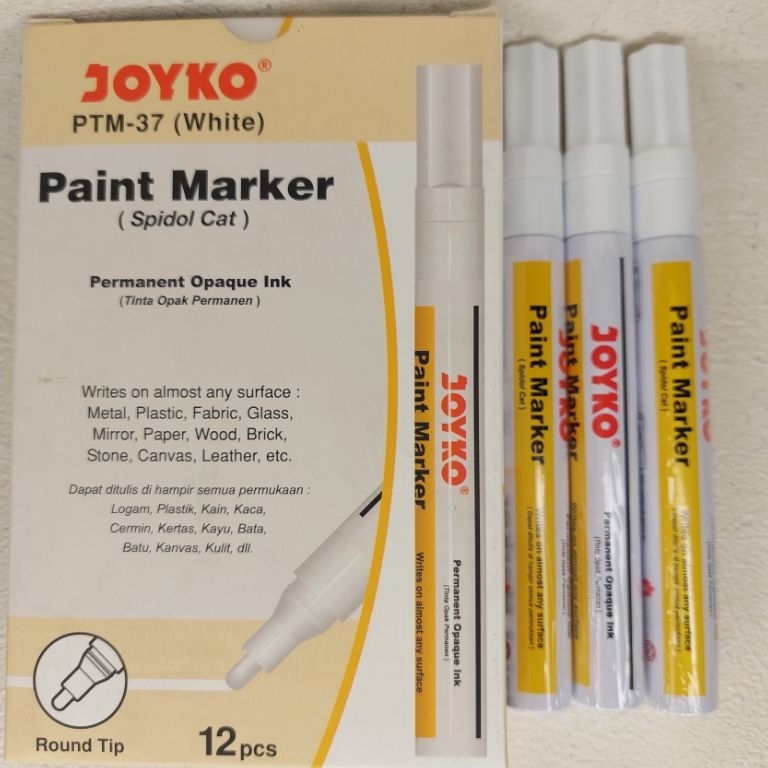 

KODE K6T8 SPIDOL PUTIH PERMANEN PAINT MARKER JOYKO PTM37perlusin