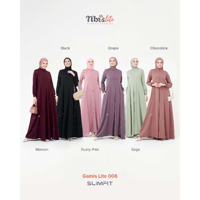 Nibras Gamis LITE 006 | Gamis Nibras Terbaru | Gamis Nibras 2024 | Gamis Polos Premium | Gamis Hitam