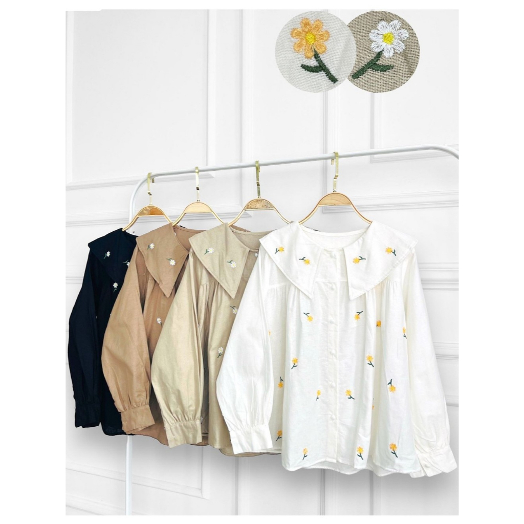 BLOUSE EMELIA HITAM | Kemeja Wanita | Blouse Wanita | Blouse Katun Rami Premium